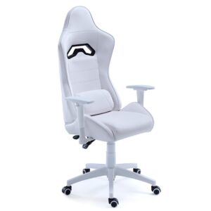 Sillón Gamer  Giratorio Y Reclinable Jordan Simil Piel Blanco