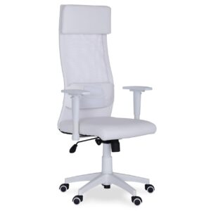 Sillón Giratorio Airflow SíMil Piel / Red Transpirable Blanco
