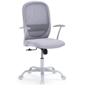 Sillon Giratorio Maggie Evo Tejido Gris Pearl / Estructura Blanca