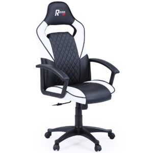 Sillón Giratorio R-Design Regulable En Altura SíMil Piel Blanco - Negro
